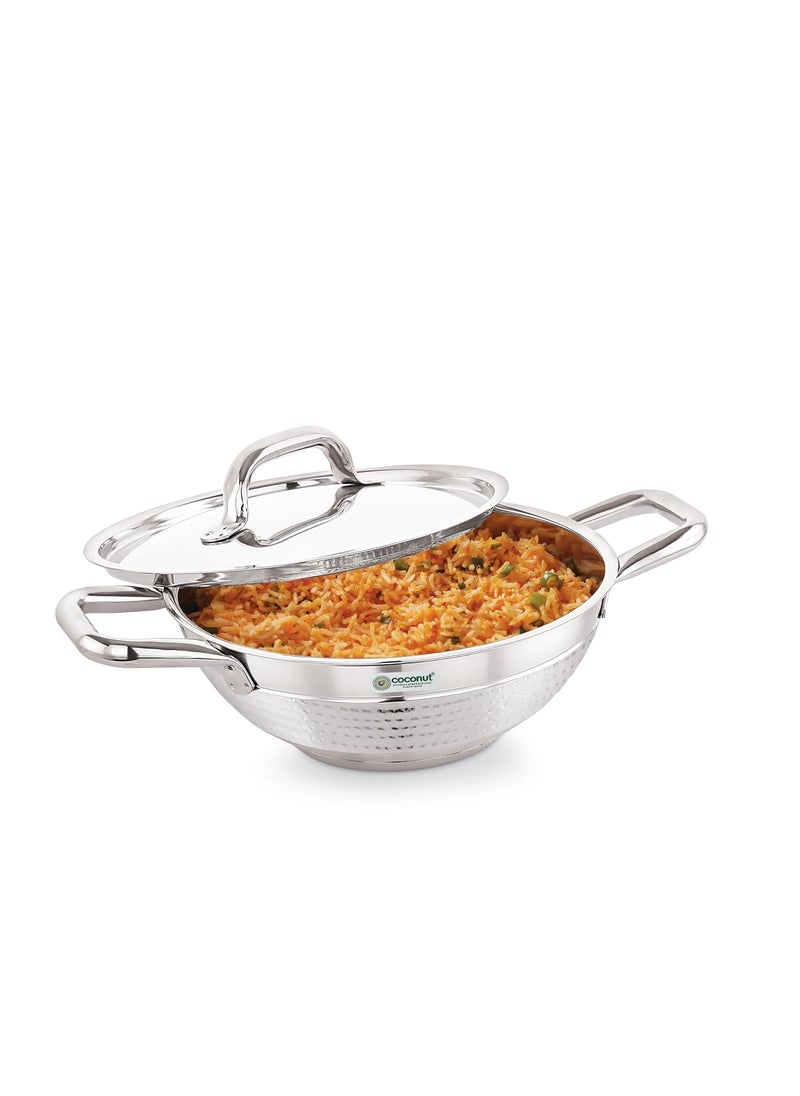 Coconut coconut Elementary Stainless Steel Hammered Design Capsulated Kadai for Cook n Serve - 1 Unit - Capacity - 1000ML  - Image 3