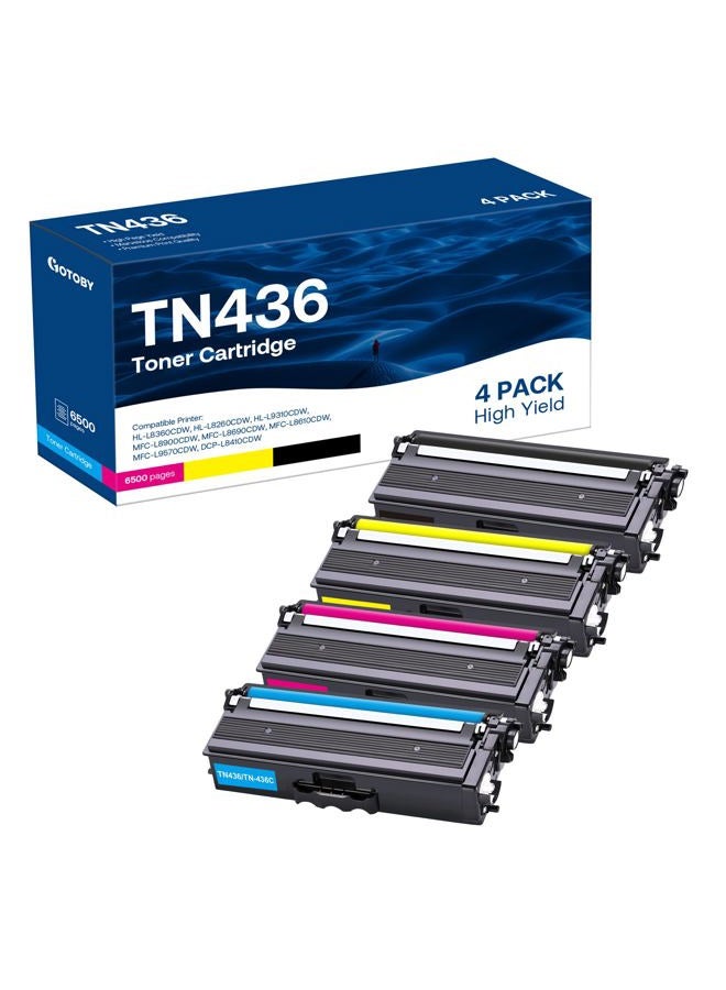 GOTOBY TN436 Toner Cartridge High Yield Replacement Compatible for Brother TN 436 TN436BK TN436C TN433 TN431 for Brother HL-L8360CDW HL-L8260CDW MFC-L8610CDW MFC-L8900CDW MFC-L8690CDW Printer (1BK,1C,1M,1Y) - Image 1