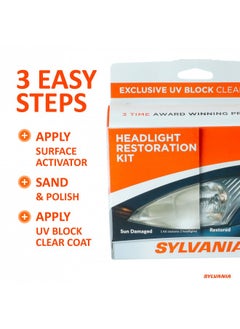 Sylvania - Headlight Restoration Kit - 3 Easy Steps To Restore Sun Damaged Headlights With Exclusive Uv Block Clear Coat, Light Output And Beam Pattern Restored, Long Lasting Protection - pzsku/Z017BEB3287B549677551Z/45/_/1726645006/715612b7-7dc3-4c98-be40-4ff91b0e5bea