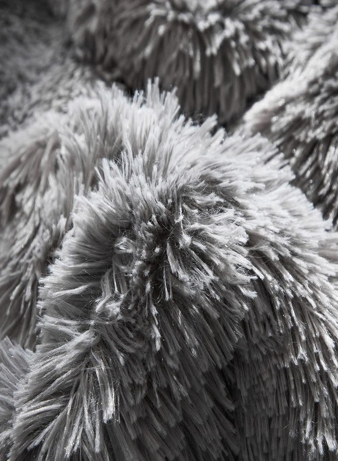Flysheep Luxury Faux Fur Shaggy Fluffy Comforter Set King Size Mixed Black and White Long Hair, 3 Pieces Plush Flannel Sherpa Backing Reversible Soft Microfiber Bedding Set Super Warm for Winter - Image 3