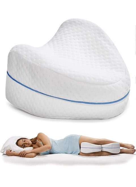 Memory Foam Cushion Knee Support Pillows for Back Pain Leg Pillow Sleeping On Side White 25x23x13cm
