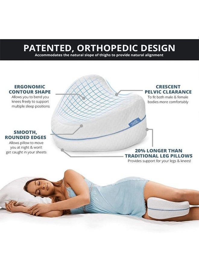 Arabest - Memory Foam Cushion Knee Support Pillows for Back Pain Leg Pillow Sleeping On Side White 25x23x13cm - Image 1