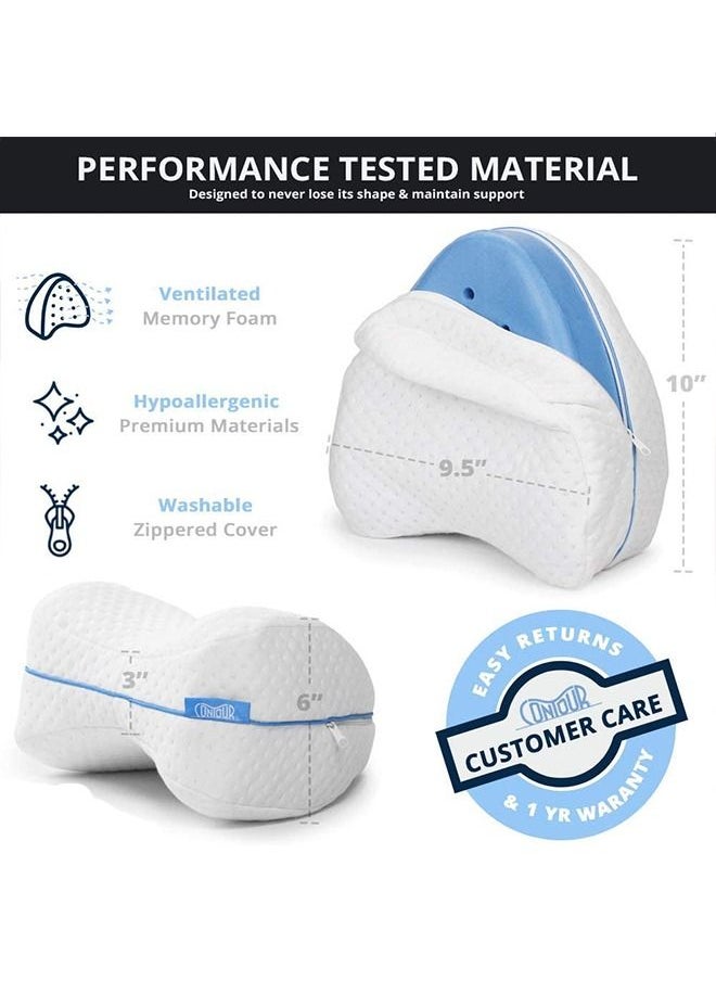 Arabest - Memory Foam Cushion Knee Support Pillows for Back Pain Leg Pillow Sleeping On Side White 25x23x13cm - Image 1