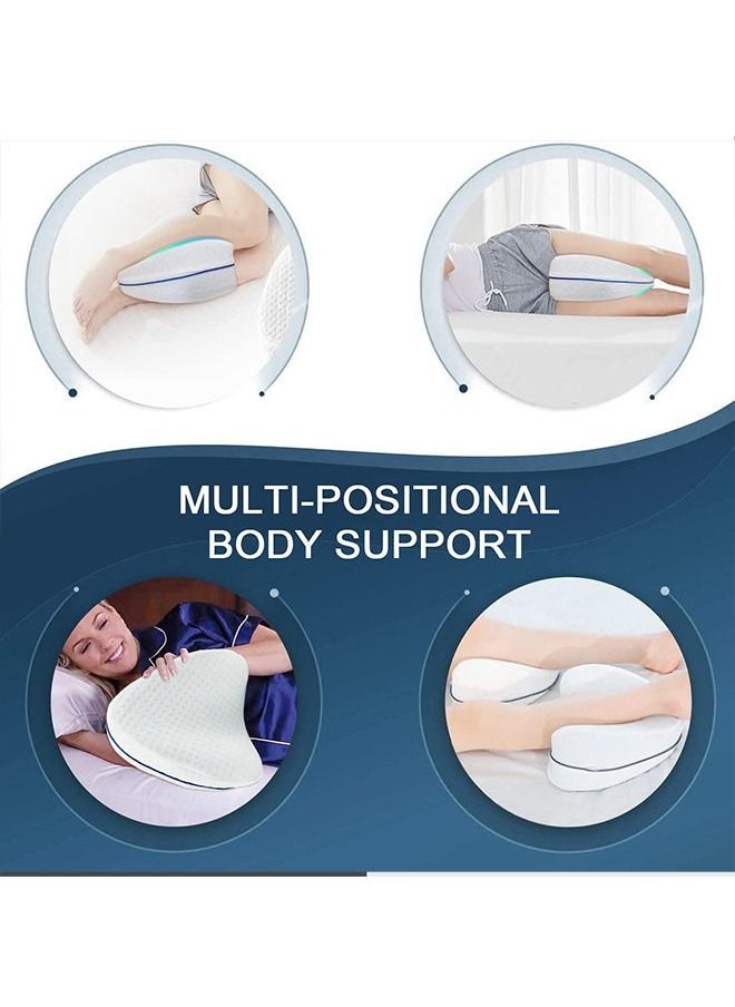 Arabest - Memory Foam Cushion Knee Support Pillows for Back Pain Leg Pillow Sleeping On Side White 25x23x13cm - Image 1