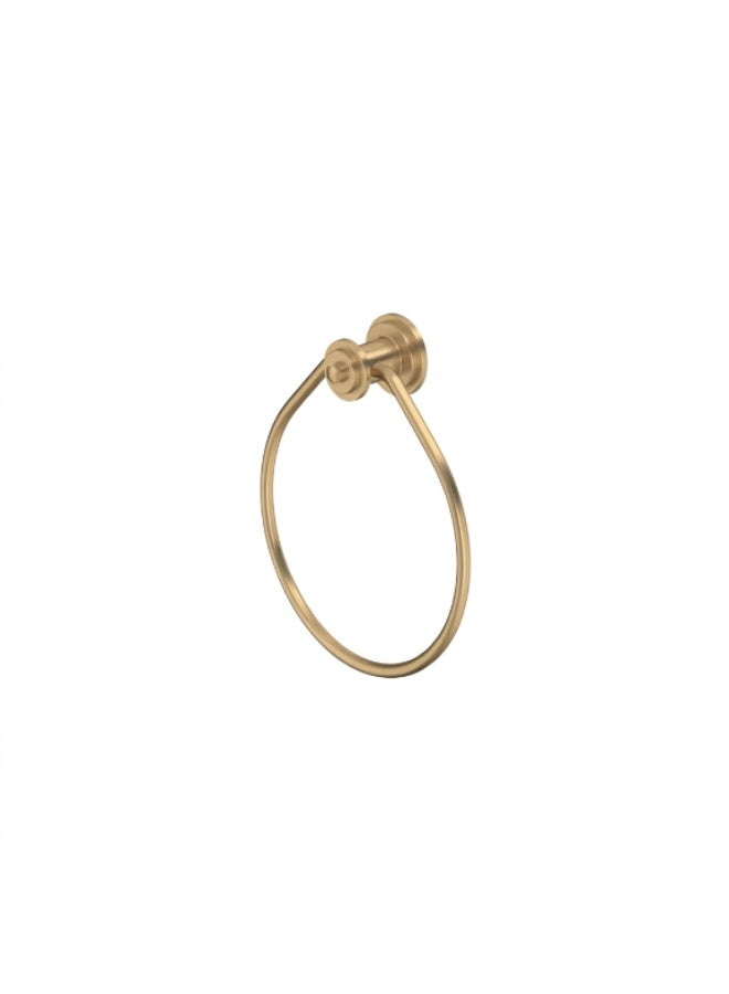 Perrin & Rowe 6235SB Armstrong Satin Brass Towel Ring, Brass Wall Mounted Bathroom Towel Holder with Concealed Fixings - Image 1
