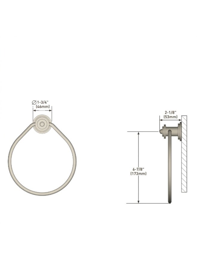 Perrin & Rowe 6235SB Armstrong Satin Brass Towel Ring, Brass Wall Mounted Bathroom Towel Holder with Concealed Fixings - Image 3