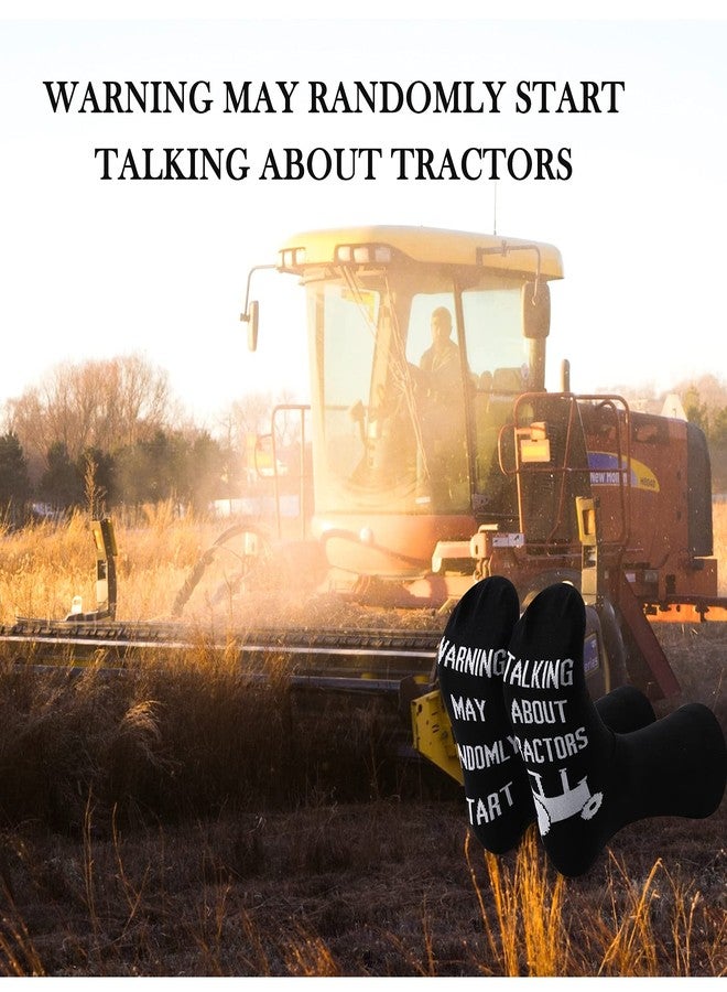 جي جي تي اي ام جوارب زراعية مضحكة تحمل شعارًا فكاهيًا عن الجرارات (2PAIRS): تحذير: قد يبدأ الحديث عن الجرارات بشكل عشوائي. - Image 5