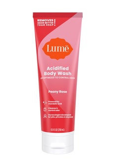 Lume LUME Acidified Body Wash - Removes Odor 3.5X Better Than Soap, Controls Odor For 24 Hours, 8.5 ounces (Pink Peony)  - Image 1