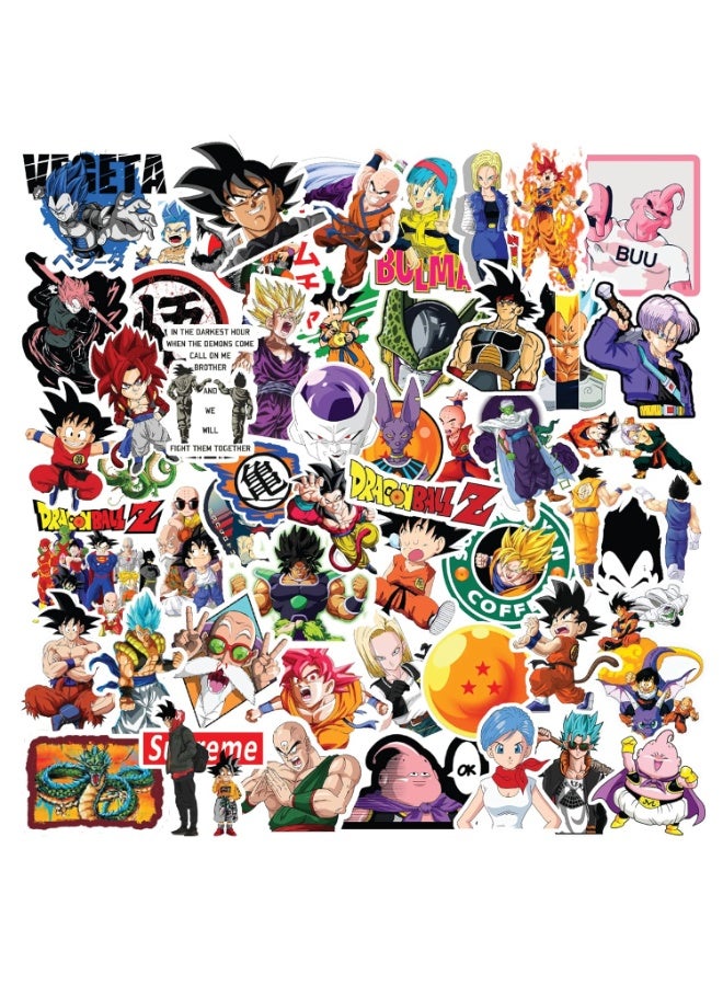 CodersParadise Pack of 57 DBZ Random Anime Aesthetic Vinyl Self-Adhesive Stickers for Laptop, Diary, Guitar, Mobile Case - Waterproof Residue Free Manga Sticker, 5.1 x 7.6 x 5.1 cms - Image 1