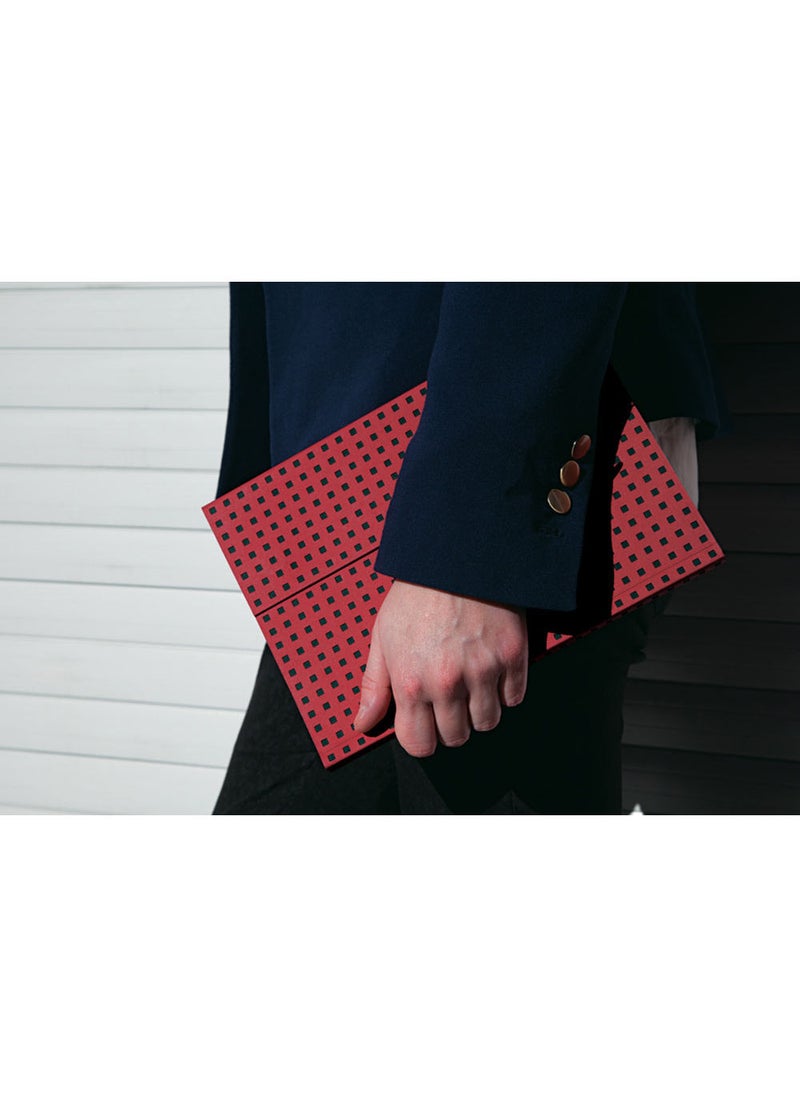 Paper-Oh - Quadro Red on Black B5 Unlined Wrap Closure 112 Pages 100gsm Notebook - Image 1