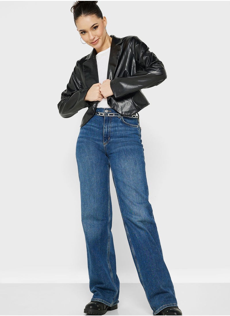 Ginger - PU Leather Cropped Jacket - Image 1