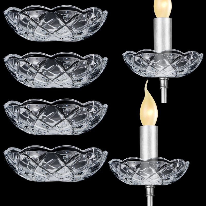 Bonuci 6 Pcs Chandelier Bobeche 4 Side Holes 4 Inch Crystal Chandelier Bobeche Cups Replacement Part and Accessories for Home Wedding Birthday Party Elegant DecorClear