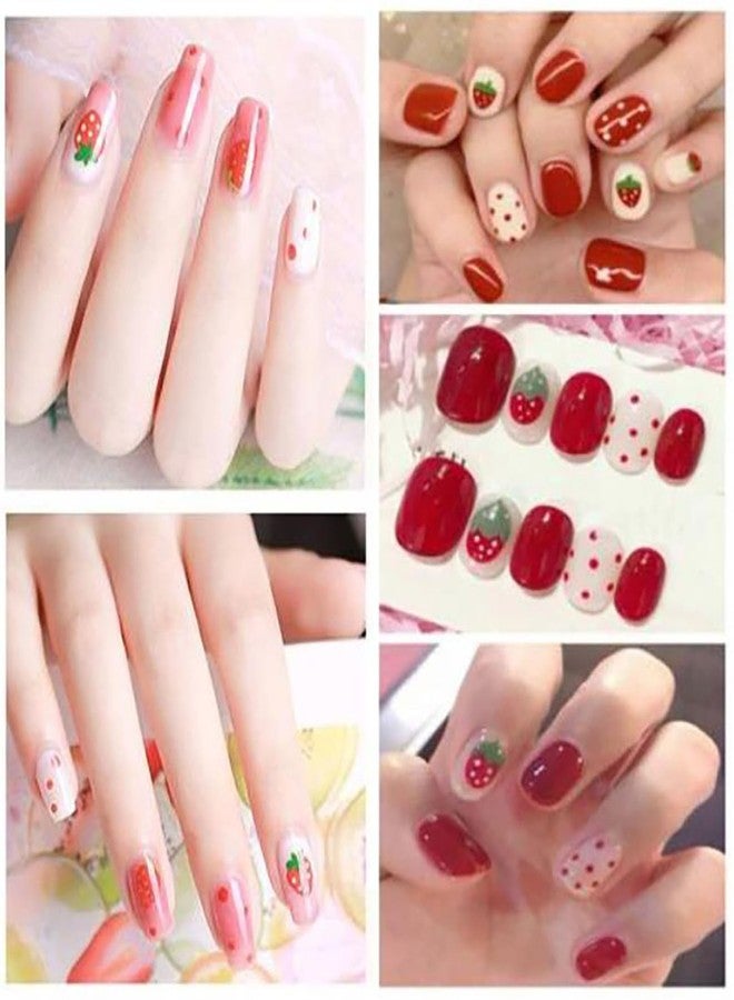 YYaaloa 5 Sheets Strawberry Nail Art Stickers Summer Fruit Strawberry Nail Decals Self Adhesive Red Heart Nails Transfer Sticker for Women Girls DIY Nail Salons (Strawberry) - Image 3