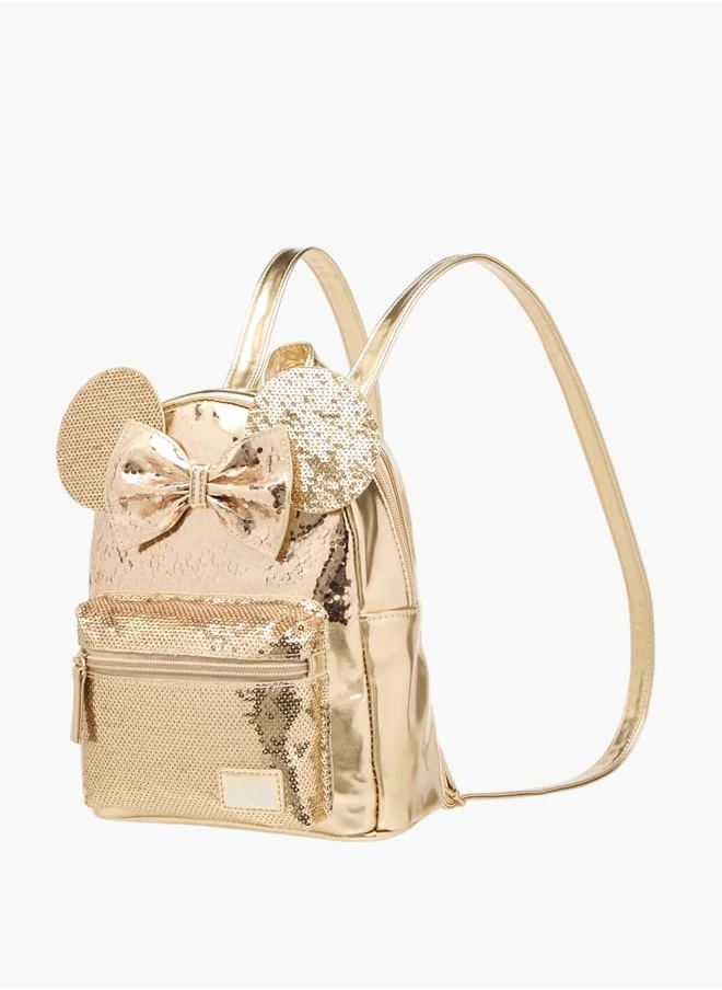 ديزني Girls Minnie Mouse Sequin Embellished Backpack With Adjustable Strap And Zip Closure - 18X8.5X24 Cm Ramadan Collection