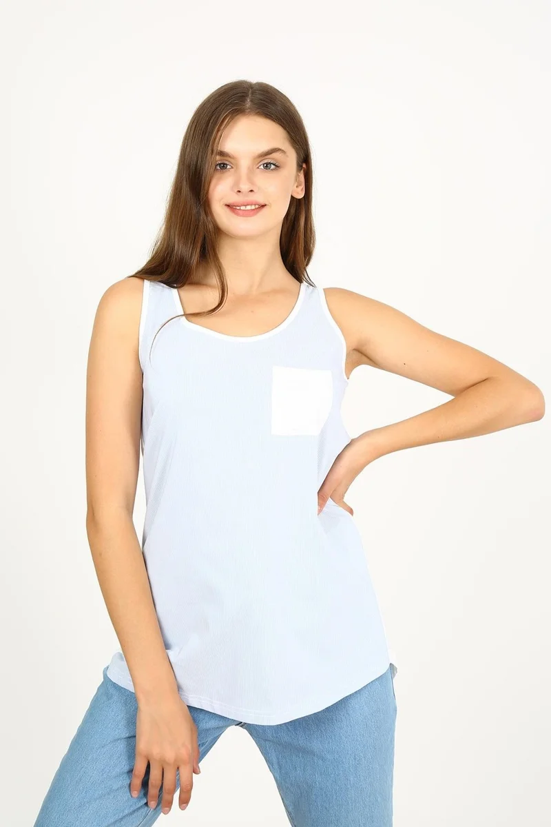 الكسندر جاردي Alexandergardi Pocket Detail Striped Blouse (B21-32201)