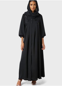 Coco Desert Sequins Embroidered Trim Abaya  - Image 4