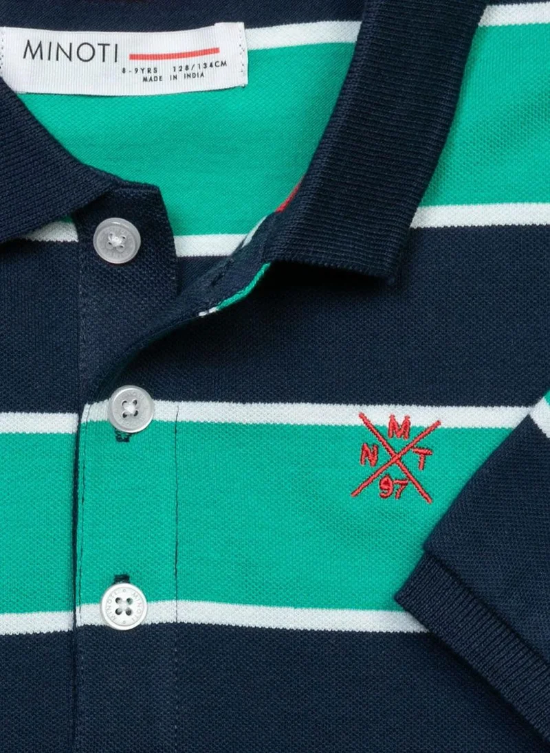 MINOTI Boys' Short Sleeve Polo Shirt with Button Placket