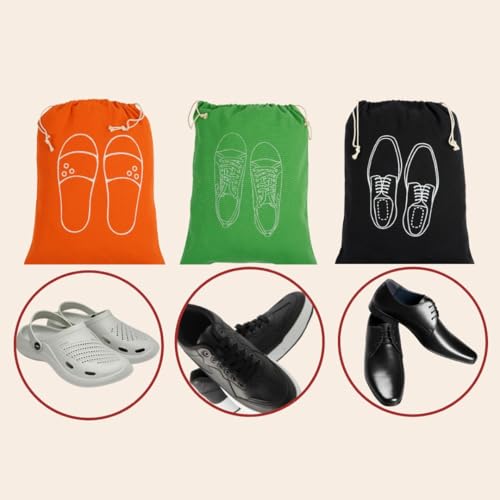 IVILLAGE Premium Reusable and Washable 100% Pure Cotton Fabric Shoe Covers/Bags with Drawstring Closure|Handcrafted Doodle Collection|Ideal for Travel, Home and Storage|Pack of 6|Multicolor|Unisex - Image 4