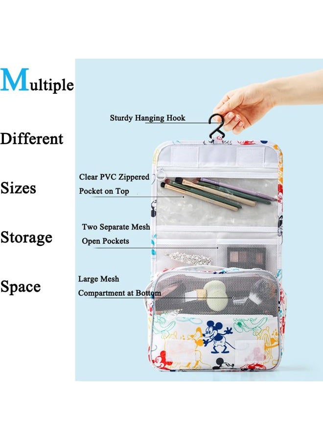 FINEX Toiletry Shower Bag with Handle and Hanging Hook Water Resistant for Travel Kit Skincare Cosmetic Makeup Tools Unisex, White (Colorful Mouses) - Image 4