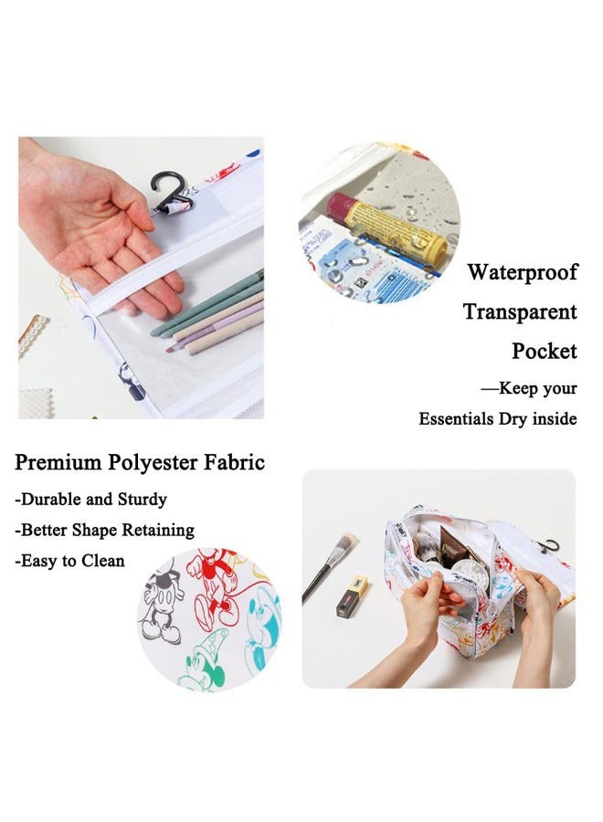 FINEX Toiletry Shower Bag with Handle and Hanging Hook Water Resistant for Travel Kit Skincare Cosmetic Makeup Tools Unisex, White (Colorful Mouses) - Image 5
