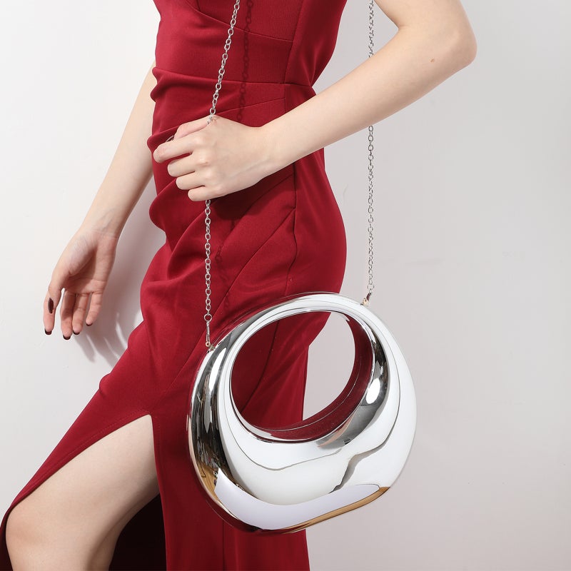 2023 New Moon Bag Women'S Evening Bag Sale Clutch Fashion Personalized Glossy Design Half Moon Bag - Image 5