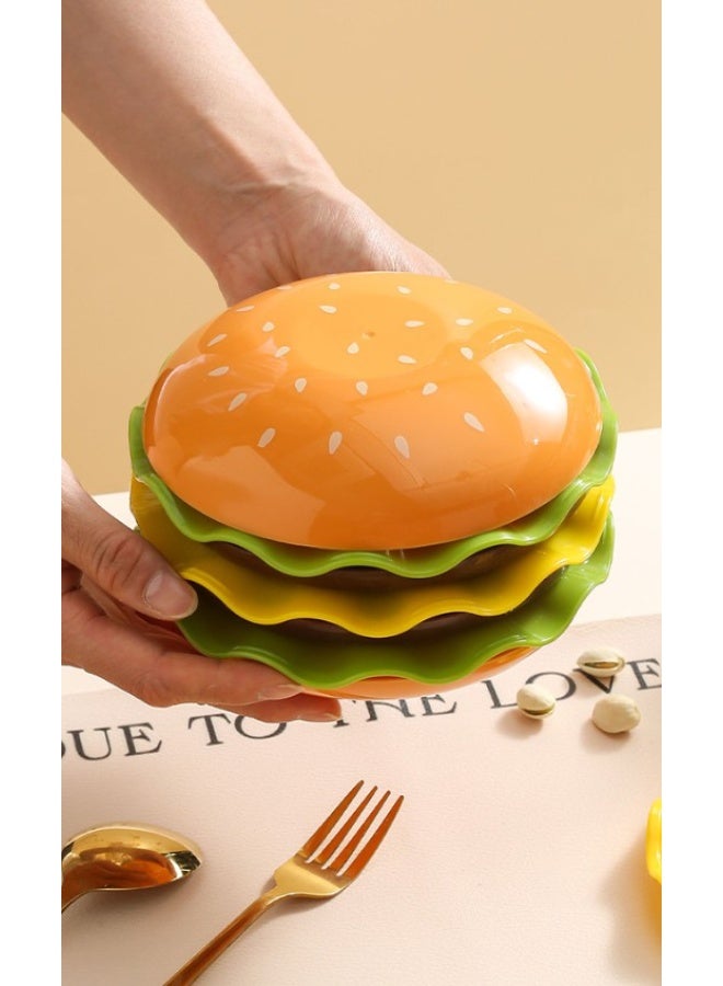HOMESTAR 7-Piece Hamburger-Shaped Bone Plate Set - Fun & Colorful Kids Tableware For Salads, Desserts & Snacks | Made Of Vibrant Food-Safe PP Material | Stackable Space-Saving Design For Easy Storage | Stimulates Children's Appetite With Playful Food-Shaped Dishes - Image 1