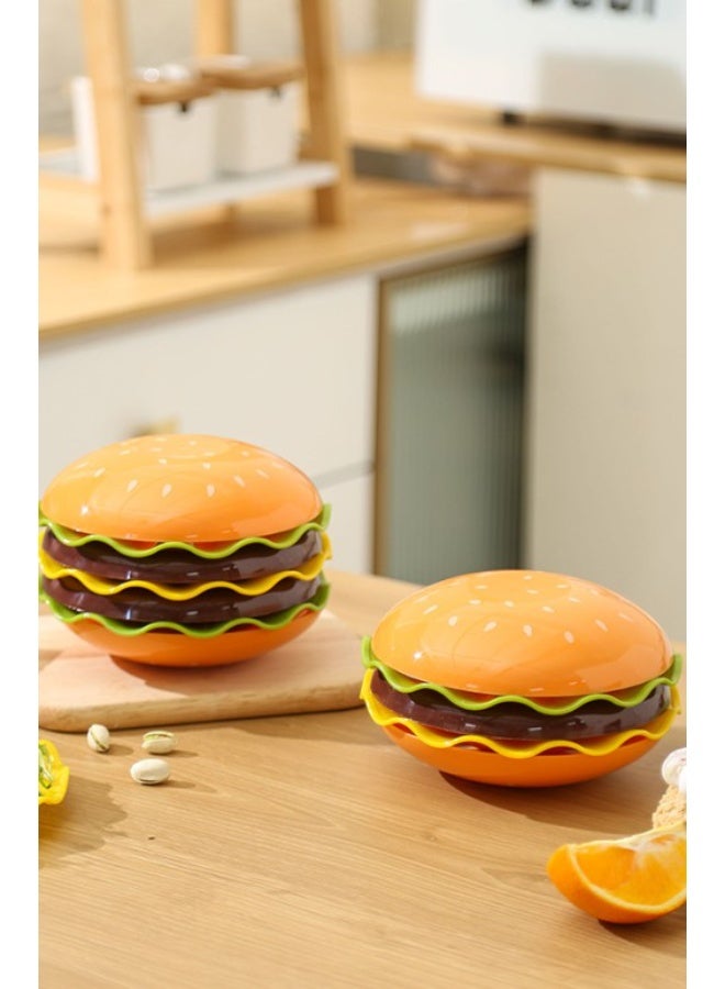 HOMESTAR 7-Piece Hamburger-Shaped Bone Plate Set - Fun & Colorful Kids Tableware For Salads, Desserts & Snacks | Made Of Vibrant Food-Safe PP Material | Stackable Space-Saving Design For Easy Storage | Stimulates Children's Appetite With Playful Food-Shaped Dishes - Image 2