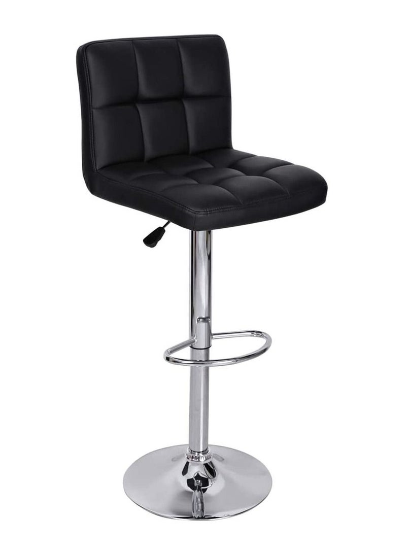 KARNAK Leather Bar Stool with Adjustable Height - Black  - Image 1