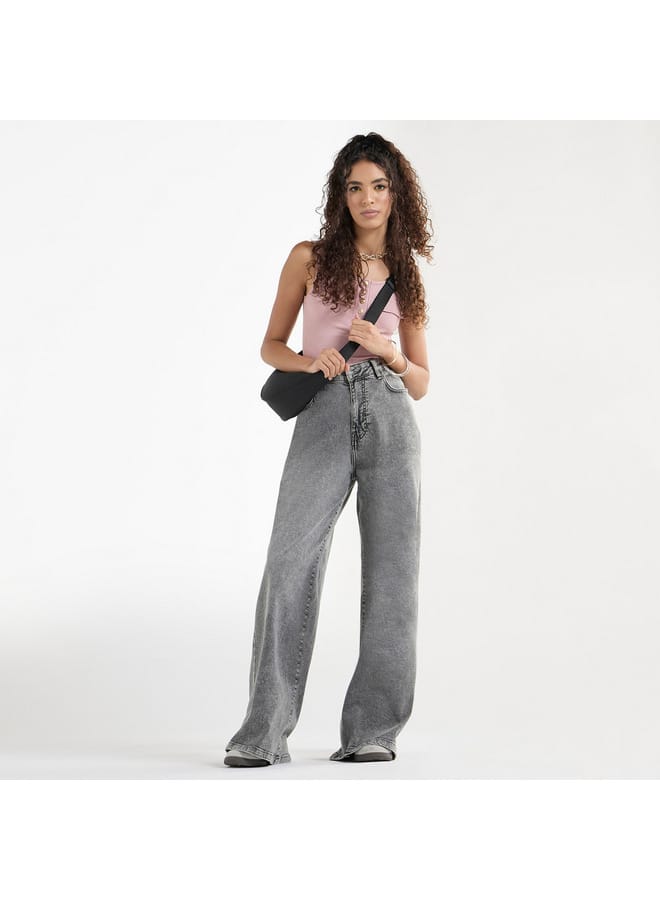 Splash FAV Ribbed Tank Top with Round Neck and Flap Detail - Image 2