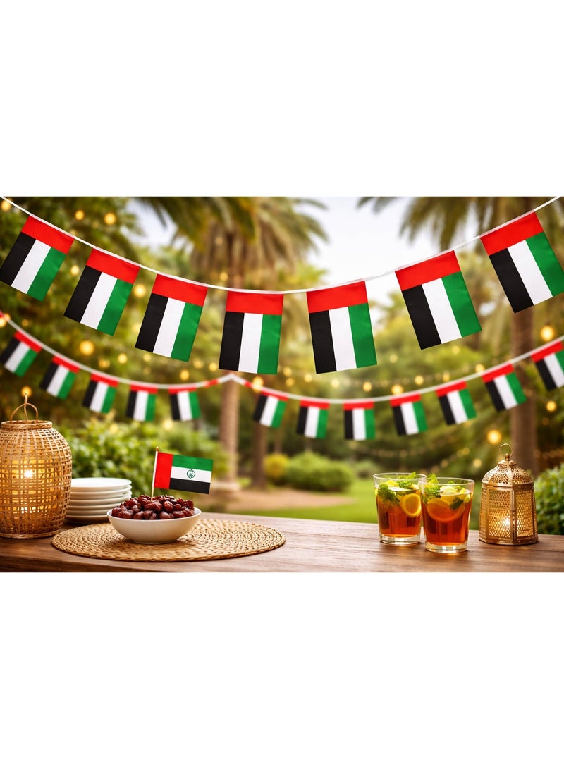 شريط أعلام الإمارات حجم A5 عدد 10 بطول 3 متر للزينة والاحتفالات باليوم الوطني - Image 2