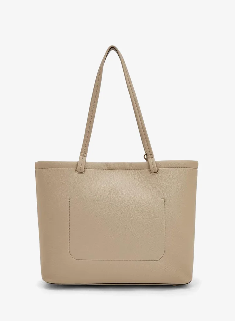 Le Confort Striped Tote Bag With Button Closure