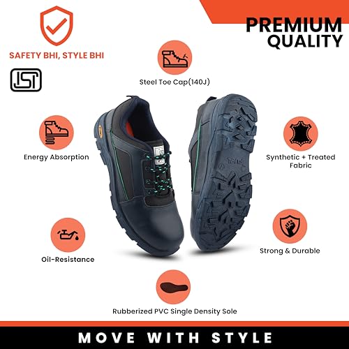 FUEL Armour-3-SD Synthetic & Treated Fabric Steel Toe Industrial Safety Shoes for Men with PVC Single Density Sole (Blue-11UK) - Image 3