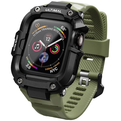 ULTIMAL Rugged Band with Case for Apple Watch 44mm, Military-Grade Shockproof Protective Strap for Men, All-in-One Outdoor Sport Watch Band Compatible with iWatch Series 6/5/4/SE3/SE2/SE (Green) - Image 1