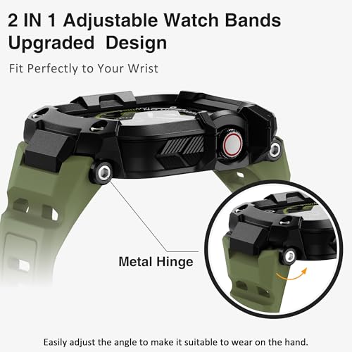 ULTIMAL Rugged Band with Case for Apple Watch 44mm, Military-Grade Shockproof Protective Strap for Men, All-in-One Outdoor Sport Watch Band Compatible with iWatch Series 6/5/4/SE3/SE2/SE (Green) - Image 4