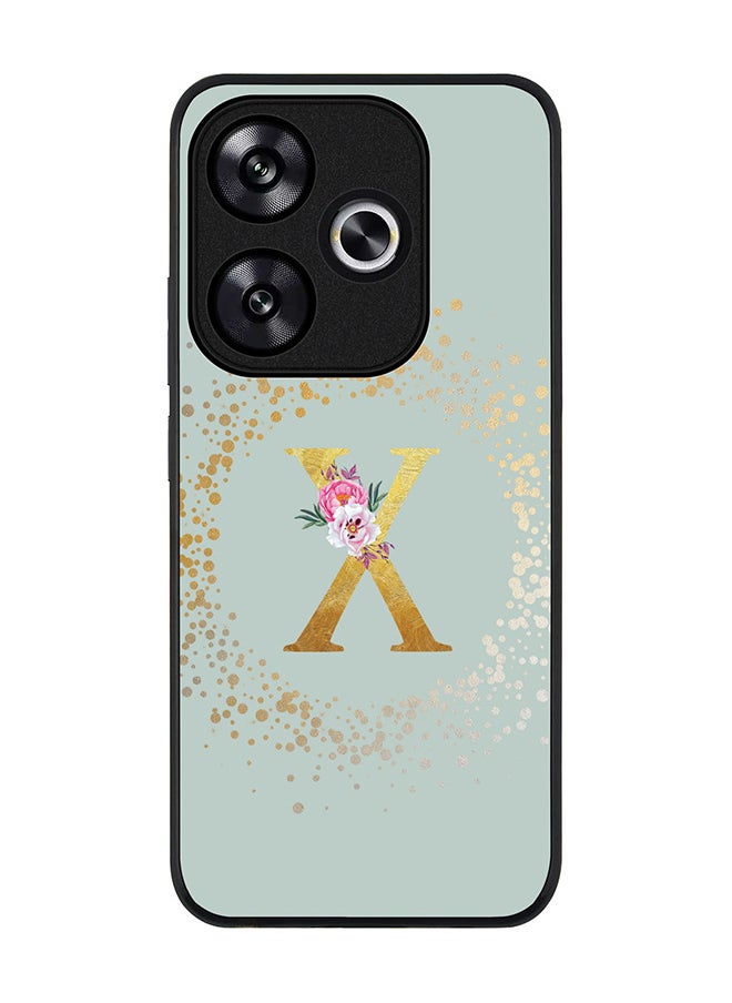 Stylizedd - Rugged Black edge case for Xiaomi Poco F6 / Xiaomi Redmi Turbo 3 Case Cover- Custom Monogram Initial Letter Floral Pattern Alphabet - X (Light Grey) - Image 1