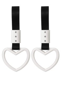 Excefore Heart-Shaped Hand Strap for Car, Rear Bumper Warning Ring Decorative Warning Loops Subway Heart Handles for Car Interior Exterior Decoration, 2 Pieces  - Image 1