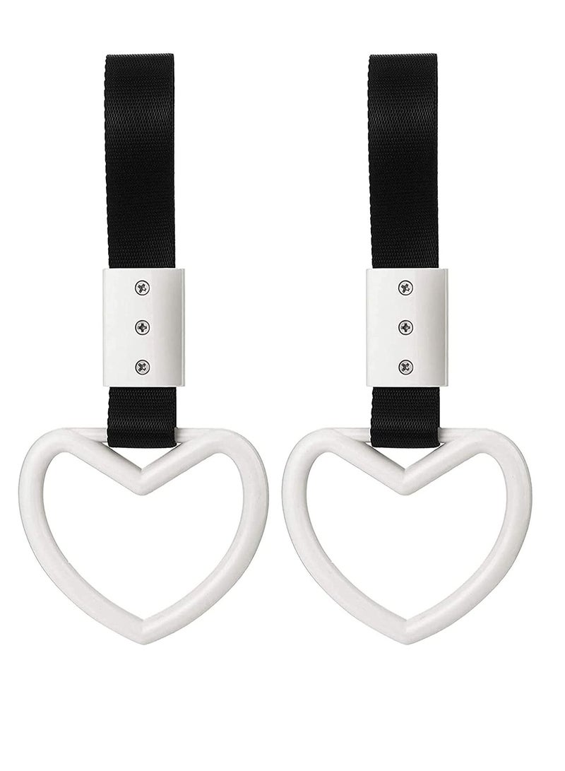 Excefore Heart-Shaped Hand Strap for Car, Rear Bumper Warning Ring Decorative Warning Loops Subway Heart Handles for Car Interior Exterior Decoration, 2 Pieces  - Image 1