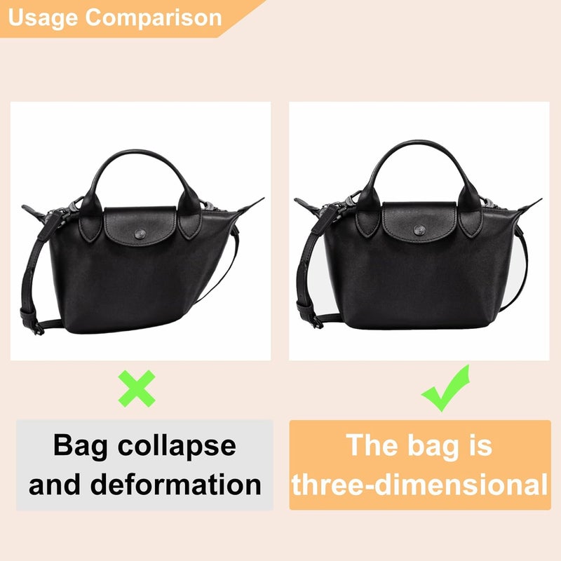 Doxo Purse Organizer Insert for Longchamp Mini/XS Handbags and Lv Neverfull BB (XS/BB,Beige) - Image 4