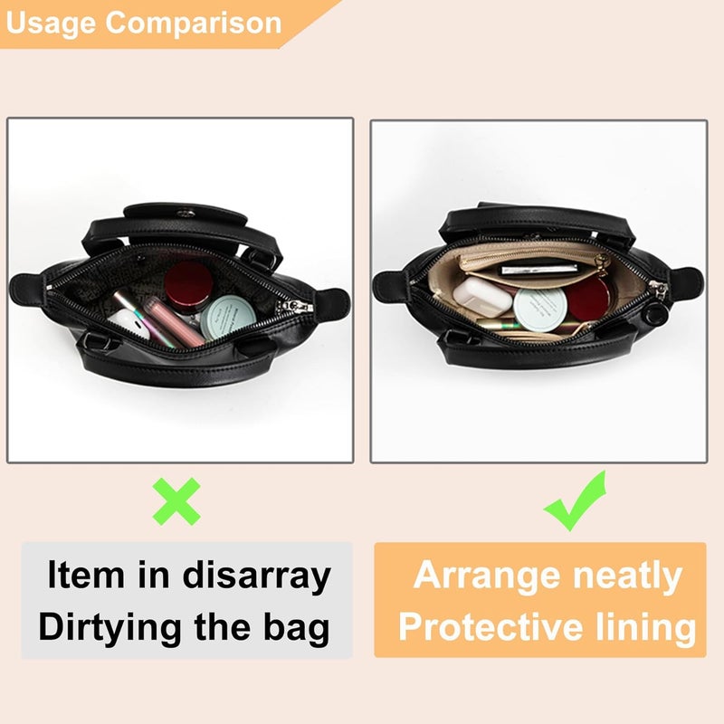 Doxo Purse Organizer Insert for Longchamp Mini/XS Handbags and Lv Neverfull BB (XS/BB,Beige) - Image 5