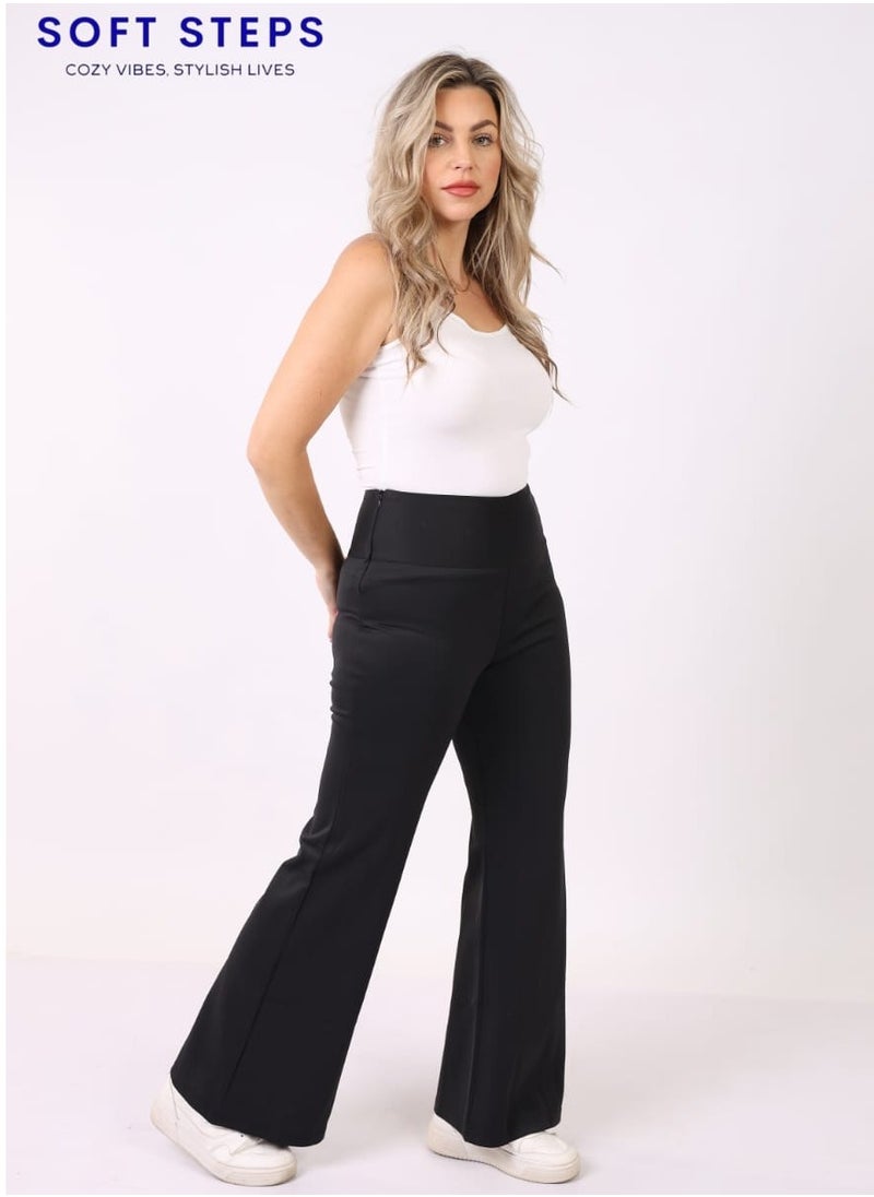 Soft Steps High waist Sportswear Leggings Pants Wide Leg Black Size L  - Image 5