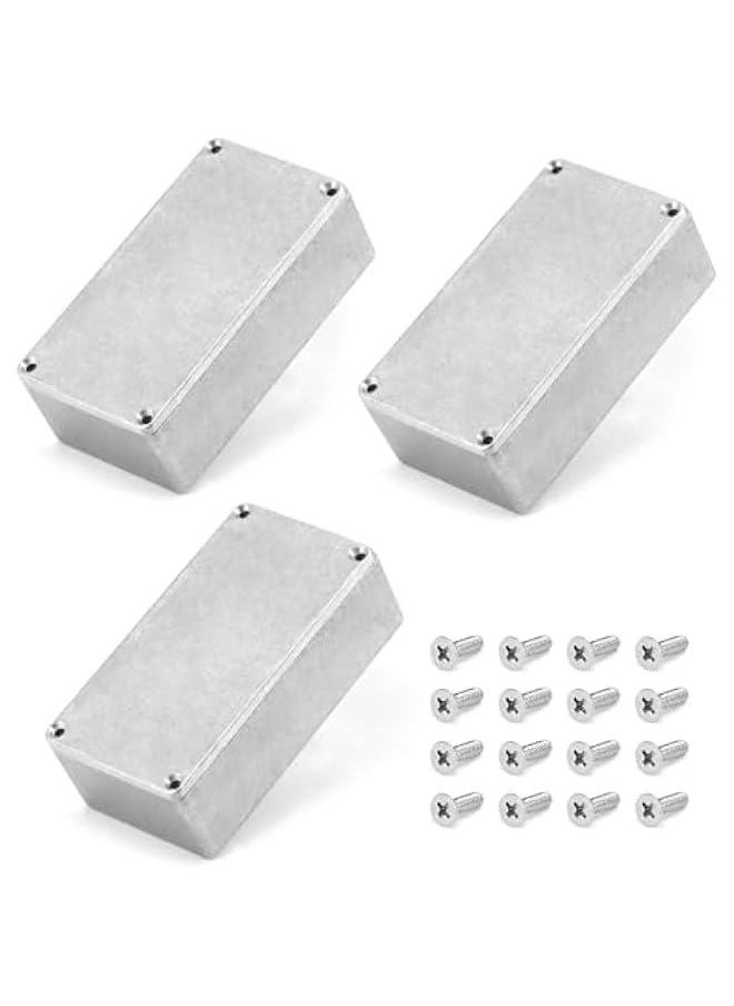 Arabest 125B/1590N1 Aluminium Stomp Box Enclosures, 122 x 66 x 39.5 mm, Unfinished DIY Guitar Pedal Cases with Screws and Rubber Mats, 3 Pcs  - Image 1