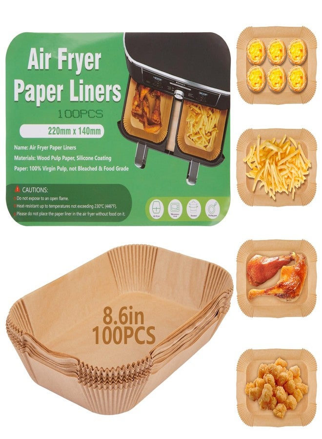 Fondpen Air Fryer Disposable Paper Liners for Ninja Dual Airfryer, Non-Stick Parchment Paper Rectangular, Air Fryer Accessories, Oil Proof, Water Proof, Paper Liner for Microwave Oven (100PCS, 8.6in x 5.5in） - Image 1