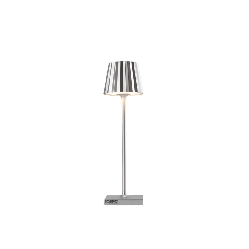 Sompex Troll Nano Table Lamp (Glossy finish) | Indoor & Outdoor | 2 light colours | Stepless touch dimmer | 1.6W LED Battery Operated | Aluminium | 54 (splash and dust proof) 10 x 21 cm - Silver - Image 1