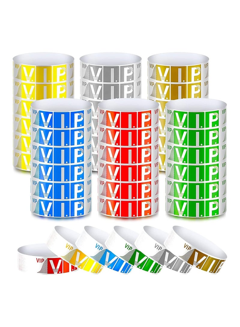 VIP Paper Wristbands for Events, 600 Pack Neon Colored Wrist Bands Waterproof Hand Bands, Lightweight Event Adhesive Wristbands for Party Club Events, (Mixed Color) - Image 1