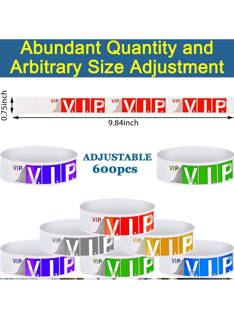 VIP Paper Wristbands for Events, 600 Pack Neon Colored Wrist Bands Waterproof Hand Bands, Lightweight Event Adhesive Wristbands for Party Club Events, (Mixed Color) - Image 5