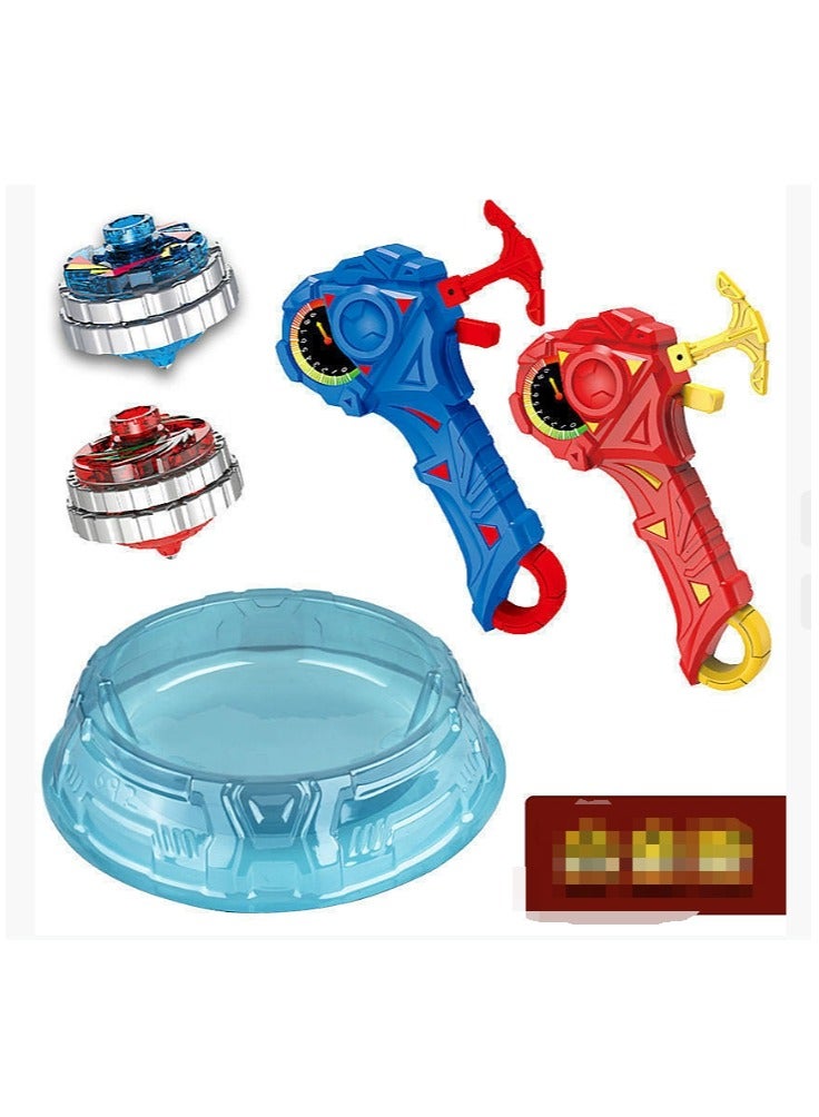 2 Pcs Gyro Battling Top Burst Blade Gyro Toy Battle Launcher with Custom Launcher Handle (Red and Blue) - Image 1
