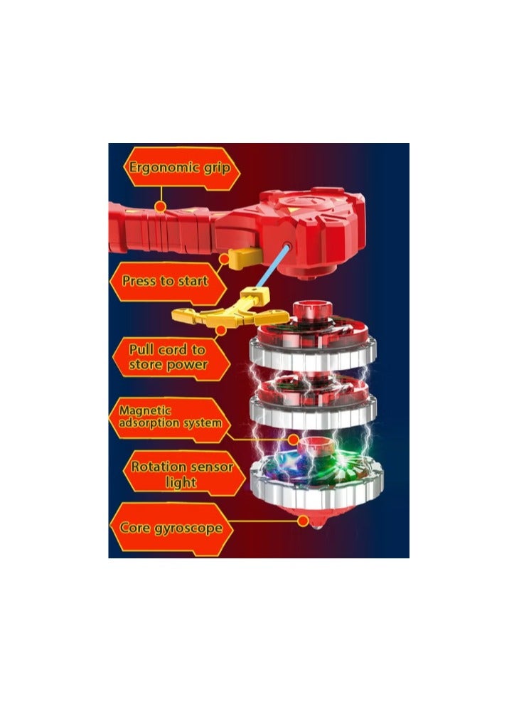 2 Pcs Gyro Battling Top Burst Blade Gyro Toy Battle Launcher with Custom Launcher Handle (Red and Blue) - Image 5