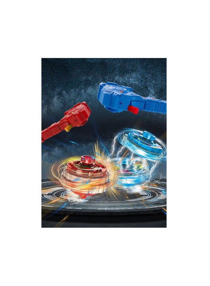 2 Pcs Gyro Battling Top Burst Blade Gyro Toy Battle Launcher with Custom Launcher Handle (Red and Blue) - Image 4