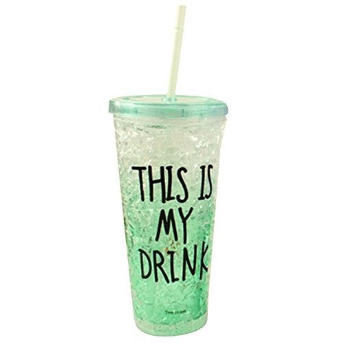 Whitecloud TRANSFORMING HOMES® Acrylic Frosty Mason Jar Freezing Gel Ice Cup with Straw and Lid for Juice, Soft Drinks, Water Capacity 650 ml (Green) - Image 5