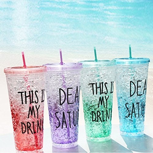 Whitecloud TRANSFORMING HOMES® Acrylic Frosty Mason Jar Freezing Gel Ice Cup with Straw and Lid for Juice, Soft Drinks, Water Capacity 650 ml (Green) - Image 4